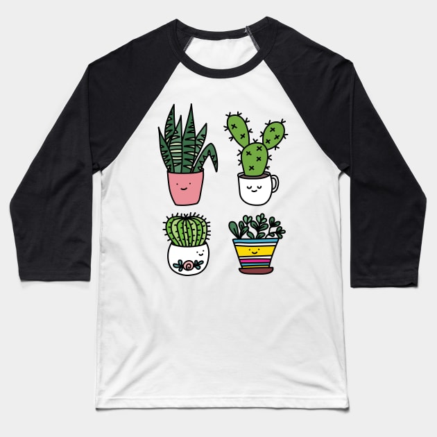 Cactus and Succulent Baseball T-Shirt by kataszep